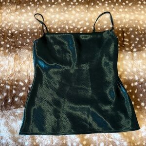 Dark Green Satin Cami Tank